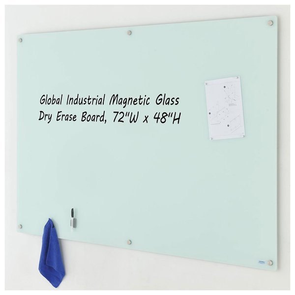 Global Industrial Magnetic Glass Dry Erase Board, White, 72 x 48 695259
